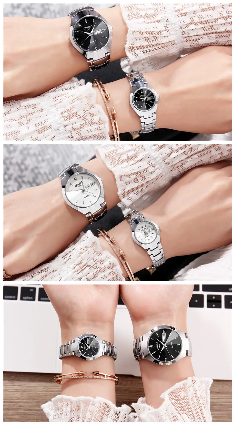 Men's Luminous Tungsten Steel Quartz Watch - Waterproof Fashion Calendar Wristwatch for Students and Couples - Wholesale Available showcase 8