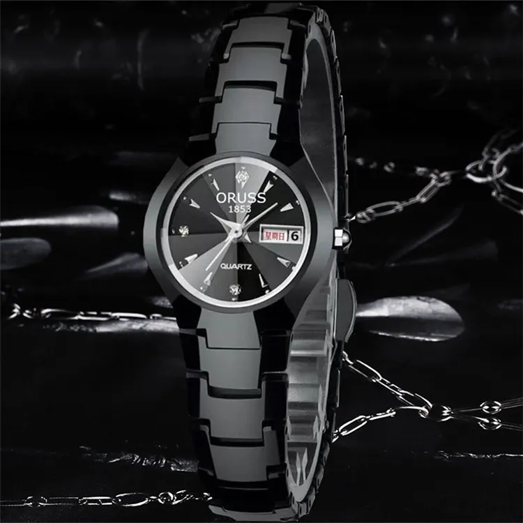 Men's Luminous Tungsten Steel Quartz Watch - Waterproof Fashion Calendar Wristwatch for Students and Couples - Wholesale Available showcase 4