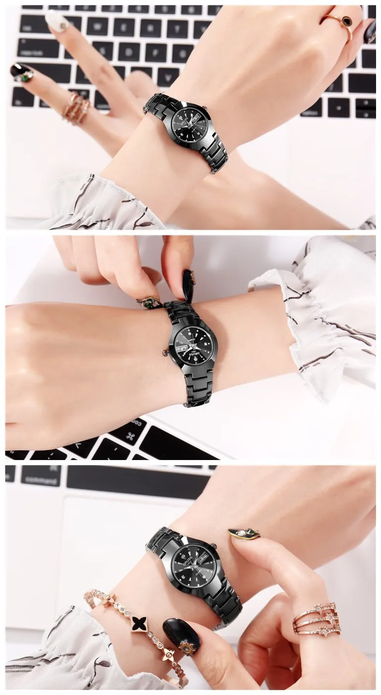 Men's Luminous Tungsten Steel Quartz Watch - Waterproof Fashion Calendar Wristwatch for Students and Couples - Wholesale Available showcase 7