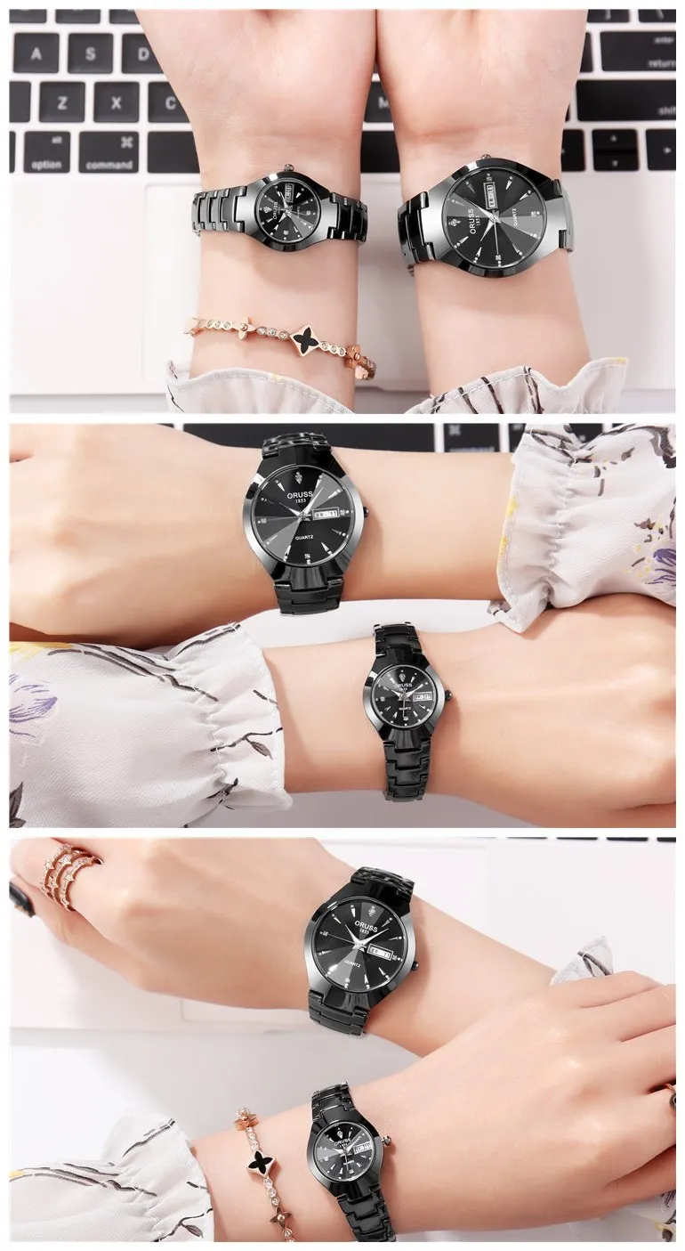 Men's Luminous Tungsten Steel Quartz Watch - Waterproof Fashion Calendar Wristwatch for Students and Couples - Wholesale Available showcase 6