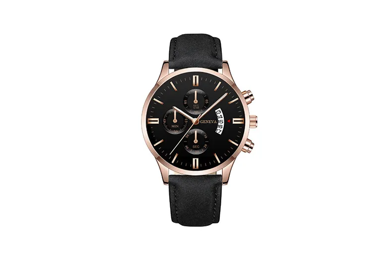 Men's Quartz Watch with Leather Strap - Fashionable Business Style with Calendar - Wholesale Hot Selling Foreign Trade Cross-Border Watch showcase 14