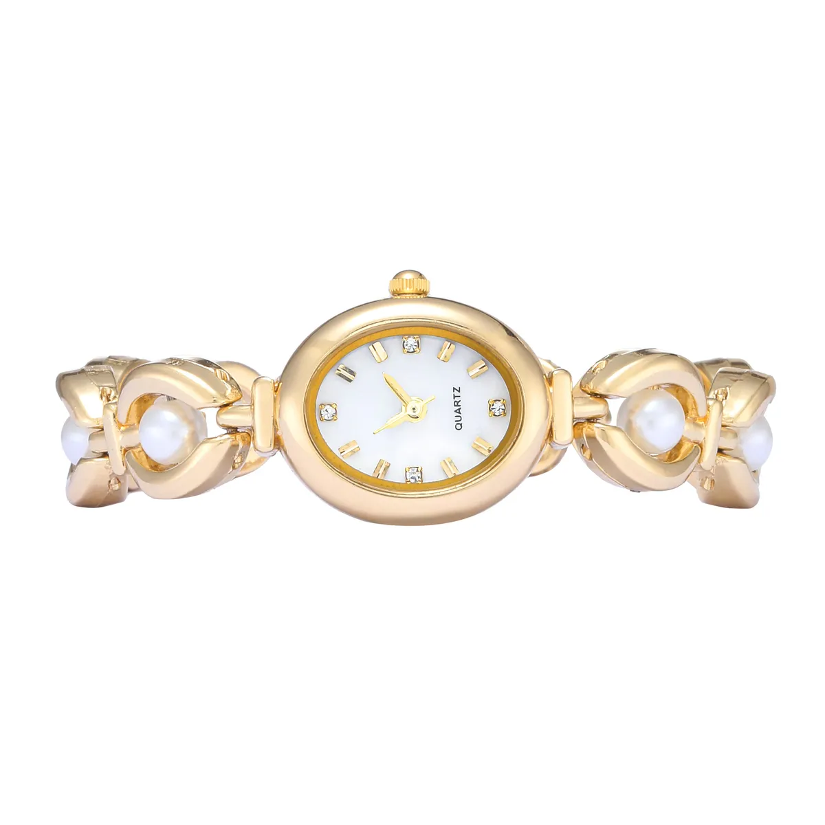 Women's Vintage Style Oval Quartz Watch with Faux Pearl Bracelet - Elegant Ladies Wristwatch Fashion Jewelry Gift showcase 7