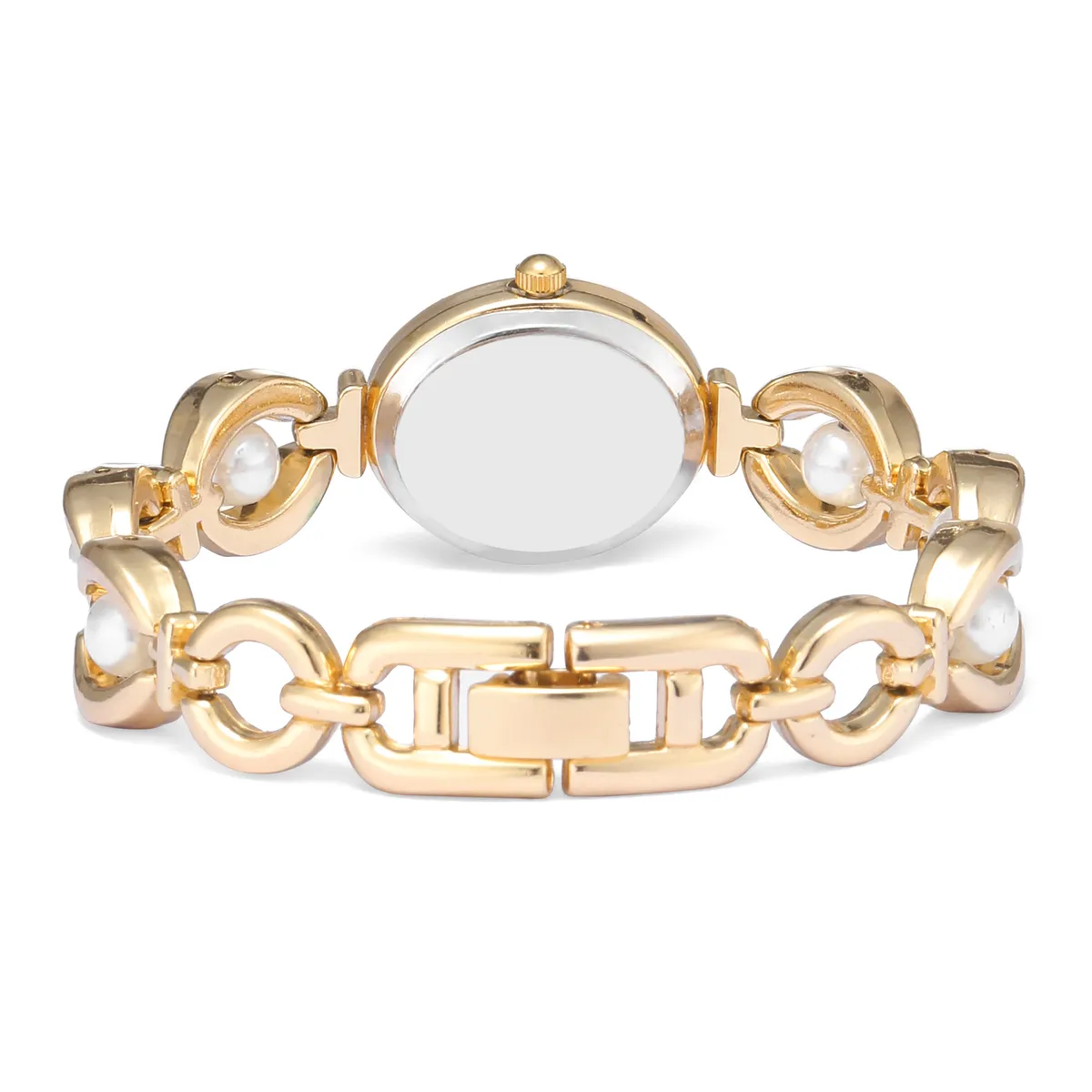Women's Vintage Style Oval Quartz Watch with Faux Pearl Bracelet - Elegant Ladies Wristwatch Fashion Jewelry Gift showcase 9