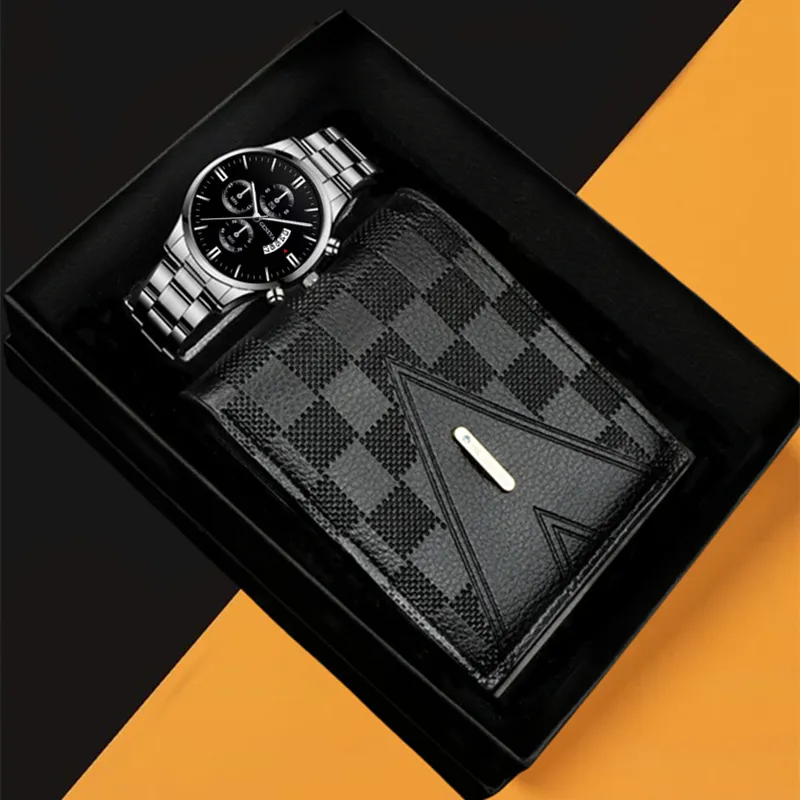 Men's Classic Calendar Wrist Watch Set - Stainless Steel Band, Business & Sports Style, Fashionable Gift Set showcase 11
