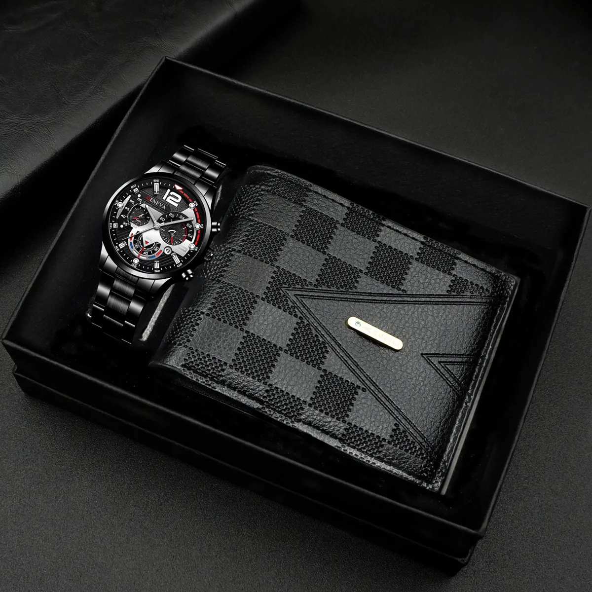 Men's Classic Calendar Wrist Watch Set - Stainless Steel Band, Business & Sports Style, Fashionable Gift Set thumbnail 10