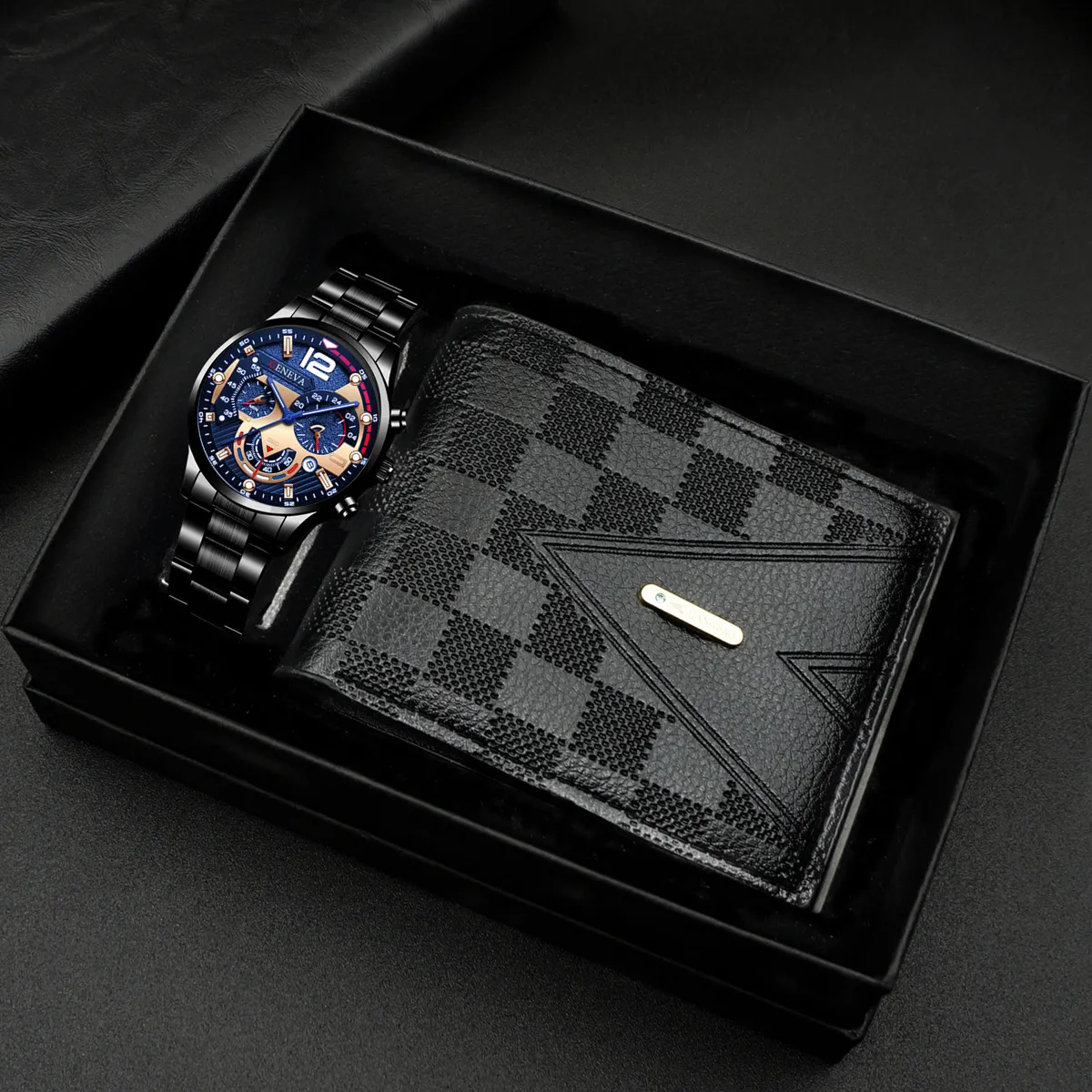 Men's Classic Calendar Wrist Watch Set - Stainless Steel Band, Business & Sports Style, Fashionable Gift Set showcase 17