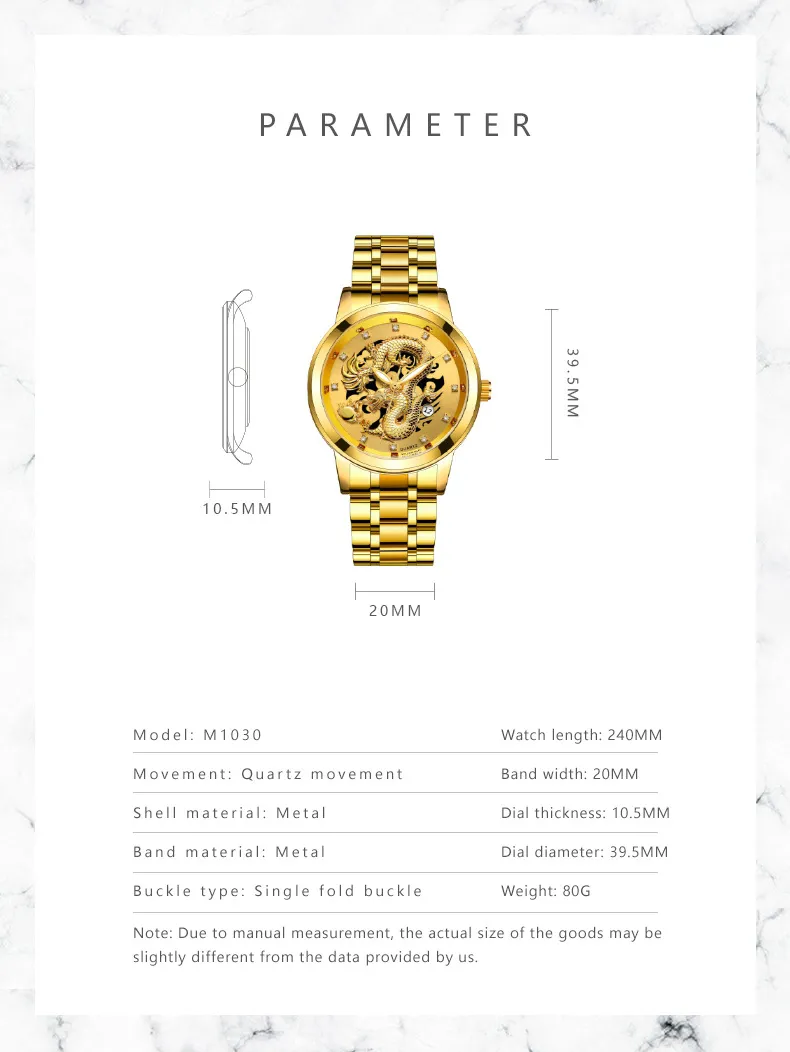 Men's Fashion Calendar Watch Stainless Steel Band - Waterproof Luminous Hollow Dragon Design - Business Casual Wristwatch for Men showcase 19