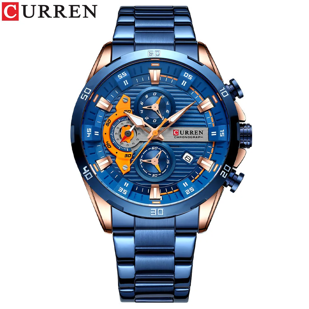 Curren 8402 Men's Quartz Watch - Business Casual Style, Calendar, Stainless Steel Band, Round Dial, Analog Wristwatch for Men thumbnail 2