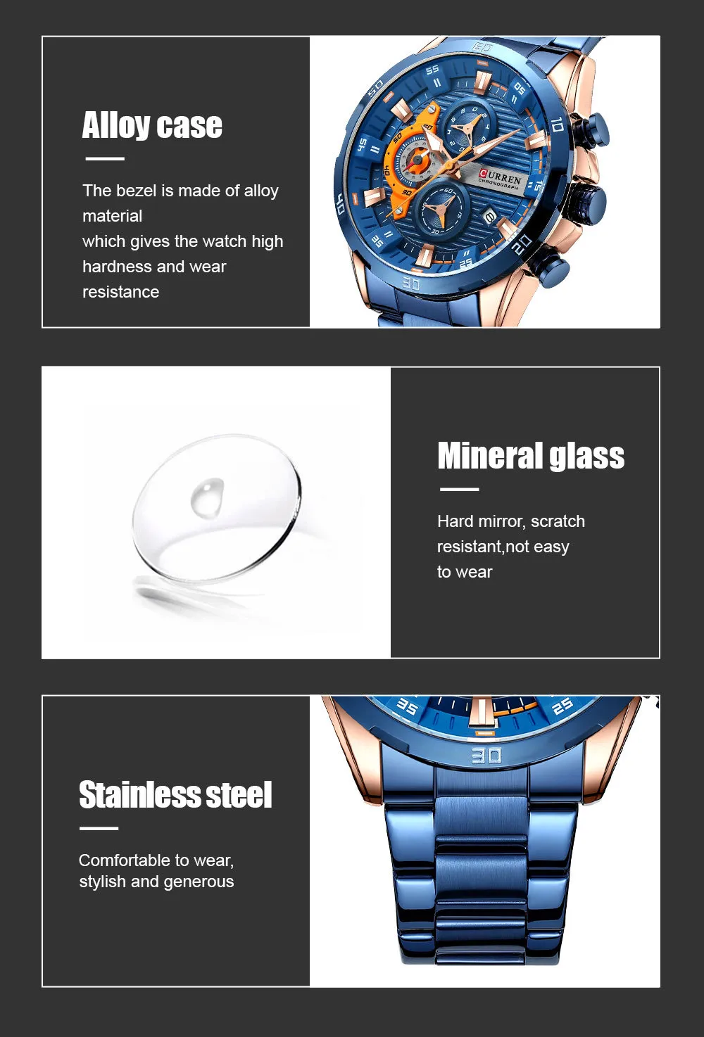 Curren 8402 Men's Quartz Watch - Business Casual Style, Calendar, Stainless Steel Band, Round Dial, Analog Wristwatch for Men showcase 9
