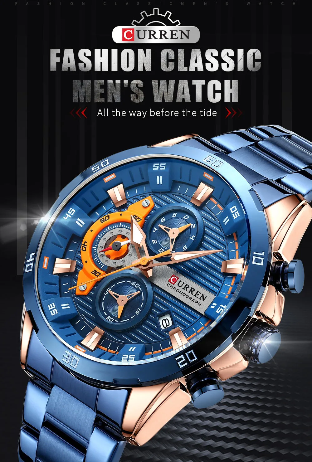 Curren 8402 Men's Quartz Watch - Business Casual Style, Calendar, Stainless Steel Band, Round Dial, Analog Wristwatch for Men showcase 2