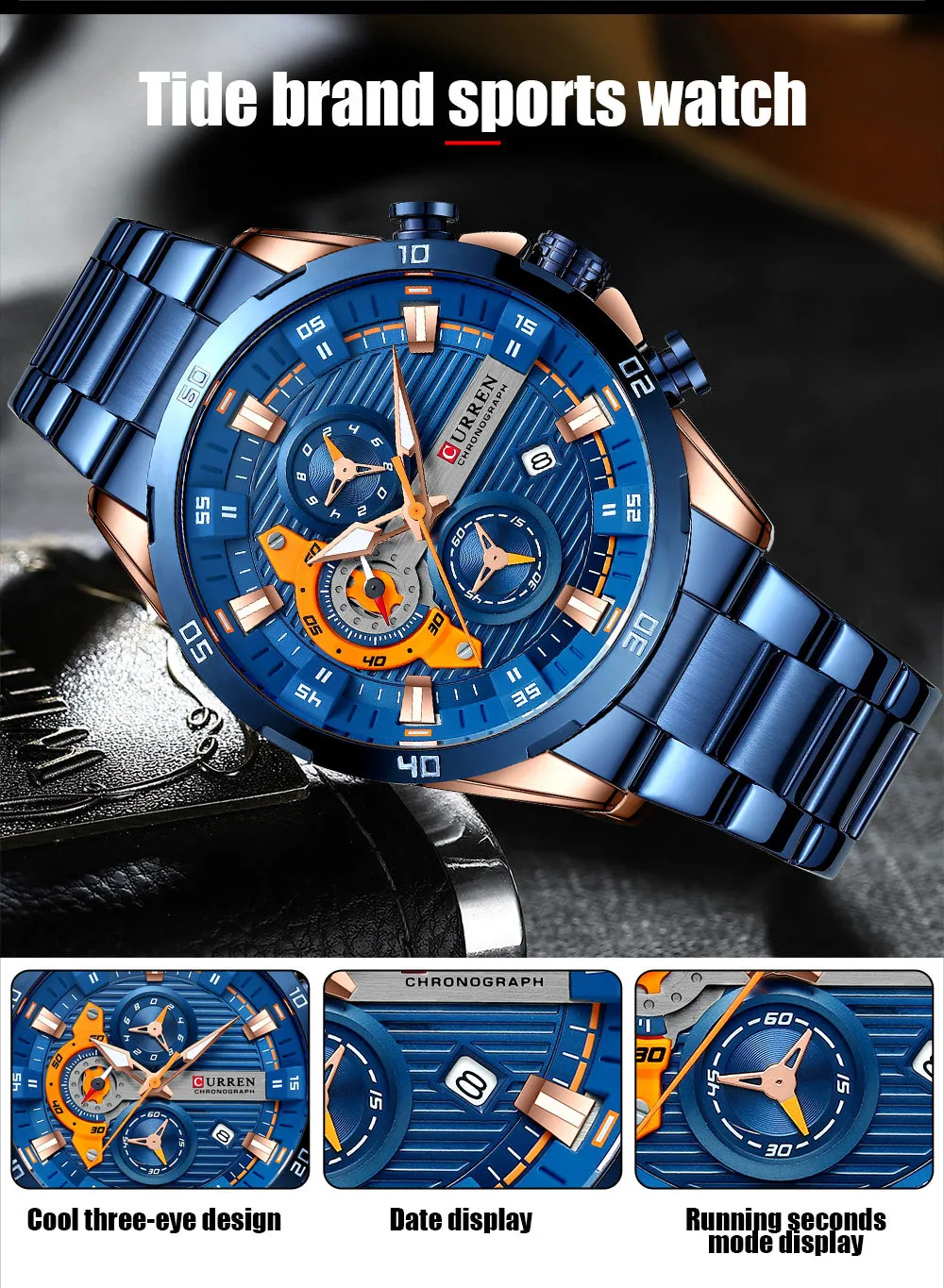 Curren 8402 Men's Quartz Watch - Business Casual Style, Calendar, Stainless Steel Band, Round Dial, Analog Wristwatch for Men showcase 7