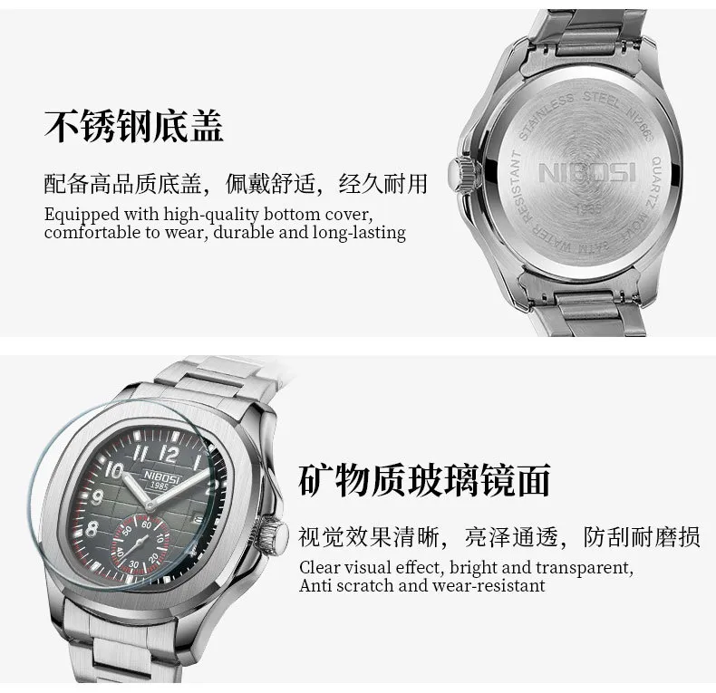 Nibosi Men's Multifunctional Quartz Watch - Luminous Waterproof Wristwatch for Business Casual Wear - Wholesale Available showcase 11
