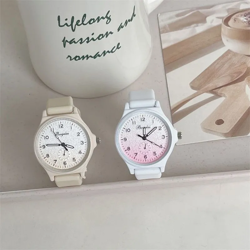 Women's Sweet Milk Style Watch, Japanese Soft Girl Aesthetic, High-Value Exam Pointer Watch for Junior and Senior High School Students showcase 5