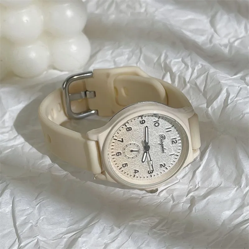 Women's Sweet Milk Style Watch, Japanese Soft Girl Aesthetic, High-Value Exam Pointer Watch for Junior and Senior High School Students showcase 1