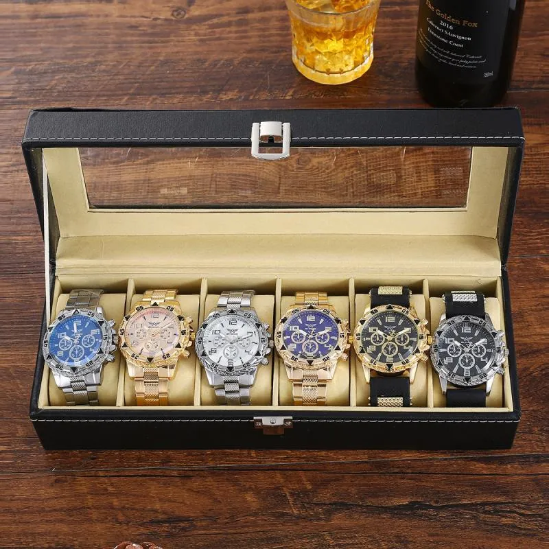 Men's Stainless Steel Quartz Watch Set - 6 Piece Gift Box - Fashion Wristwatch, Bracelet, Necklace, Earrings, Ring - Party, Business, Casual thumbnail 4