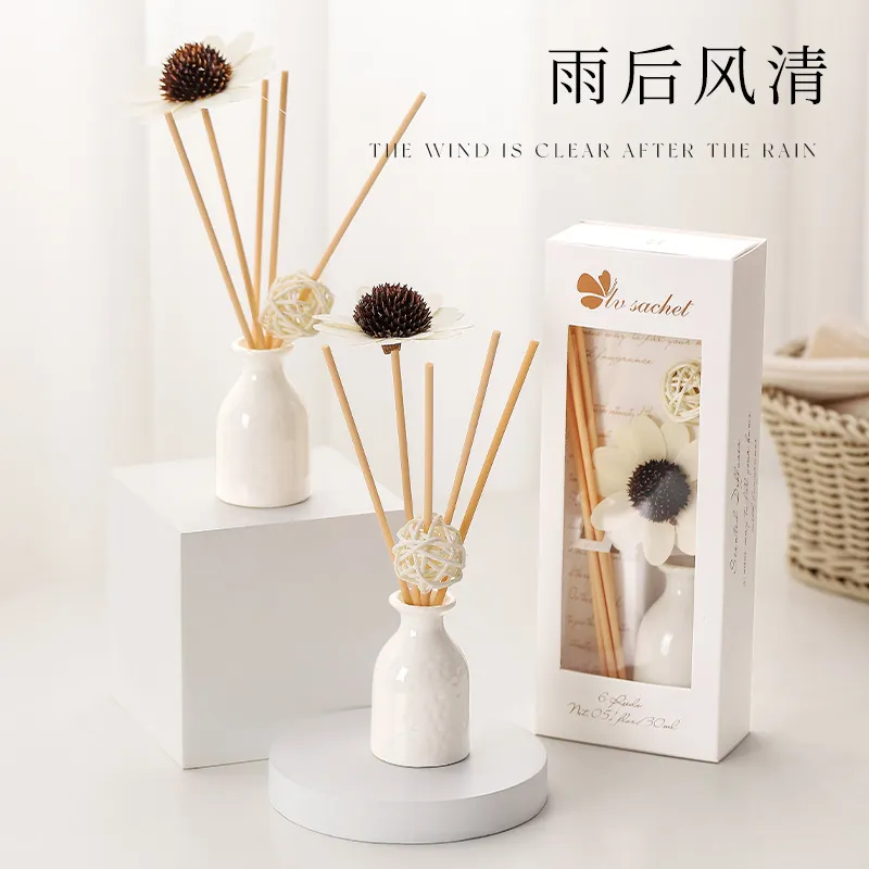 Lavender Essential Oil Diffuser Set - Fireless Aromatherapy with Rattan Reeds & Ceramic Holder - Wholesale Customizable Perfume Diffuser for Home Fragrance thumbnail 2