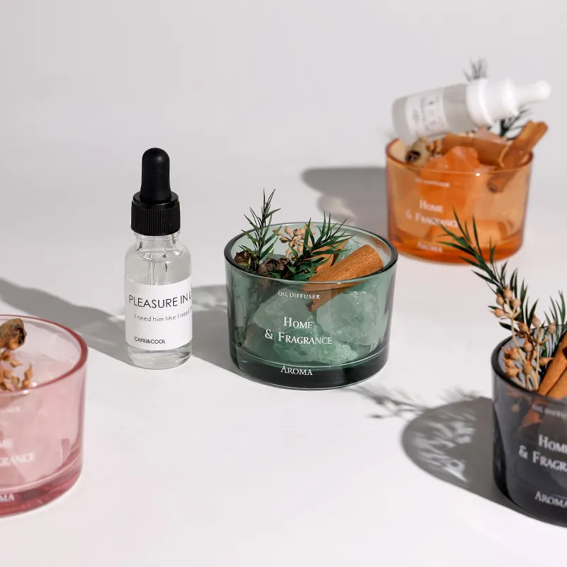 Aroma Stone Diffuser Set - Fireless Aromatherapy Essential Oil Diffuser for Home, Bedroom, Office - Sparkling Ornament with Dried Flowers - Unique Gift thumbnail 2