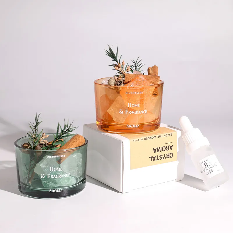Aroma Stone Diffuser Set - Fireless Aromatherapy Essential Oil Diffuser for Home, Bedroom, Office - Sparkling Ornament with Dried Flowers - Unique Gift thumbnail 4
