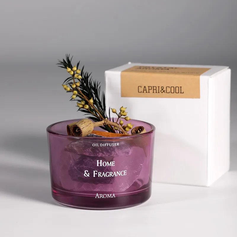 Aroma Stone Diffuser Set - Fireless Aromatherapy Essential Oil Diffuser for Home, Bedroom, Office - Sparkling Ornament with Dried Flowers - Unique Gift thumbnail 8