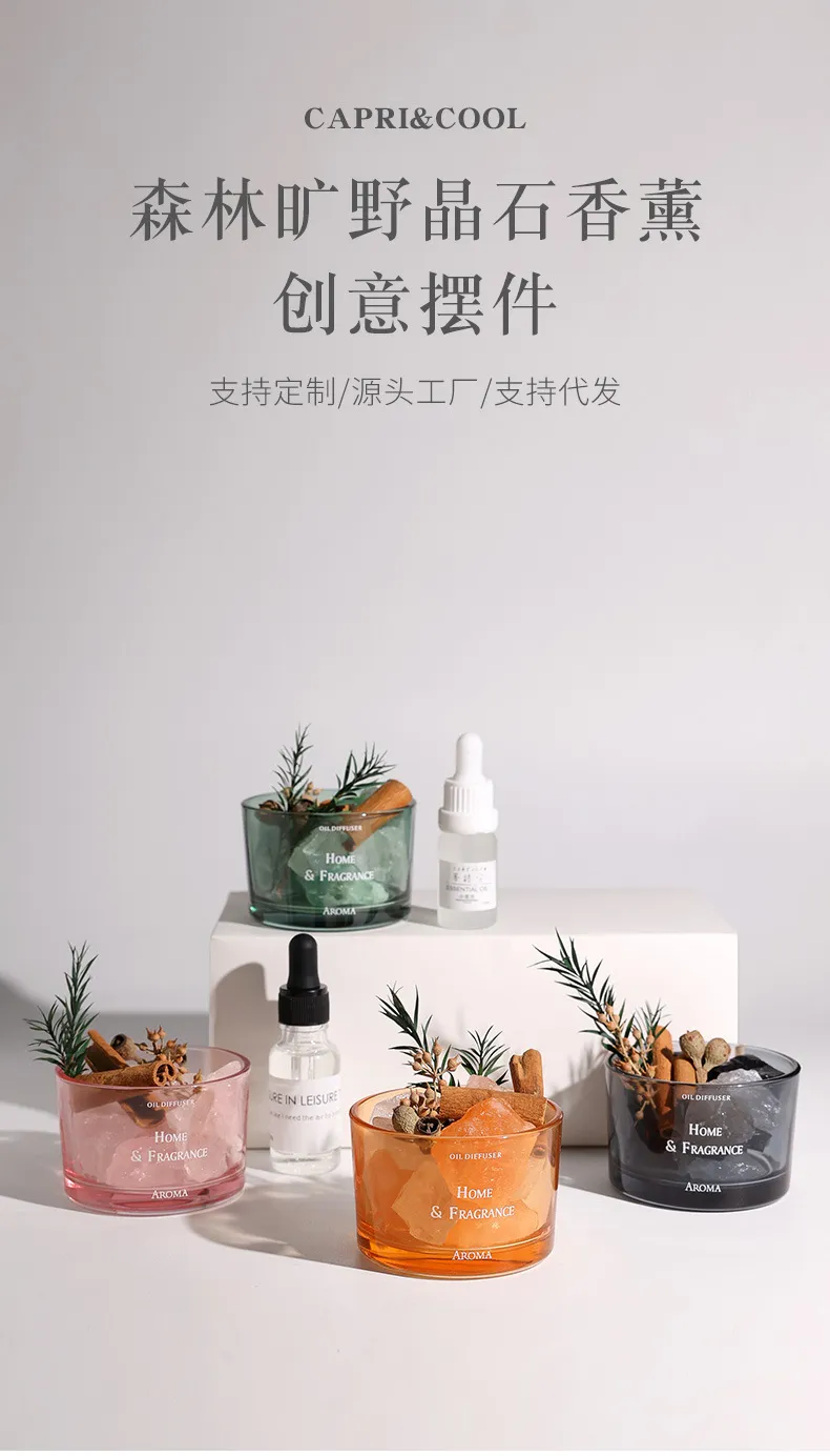 Aroma Stone Diffuser Set - Fireless Aromatherapy Essential Oil Diffuser for Home, Bedroom, Office - Sparkling Ornament with Dried Flowers - Unique Gift showcase 20