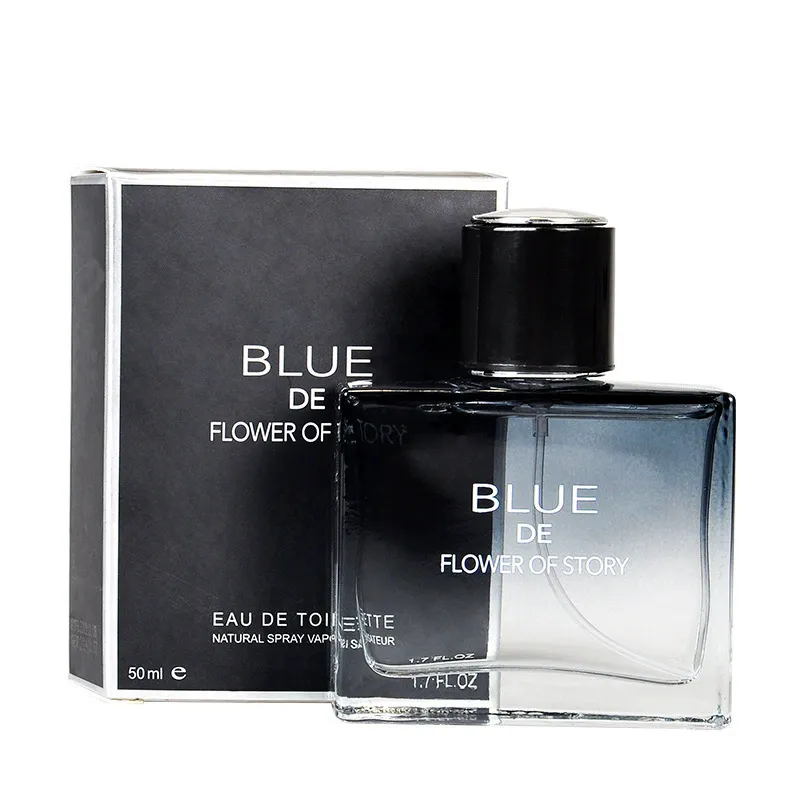 Men's Cologne Blue Perfume - Flower Story Marine Fragrance, Elegant Long-Lasting Scent, 50ml - Perfect Gift for Him thumbnail 3