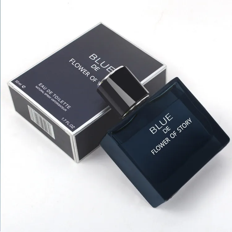 Men's Cologne Blue Perfume - Flower Story Marine Fragrance, Elegant Long-Lasting Scent, 50ml - Perfect Gift for Him thumbnail 1