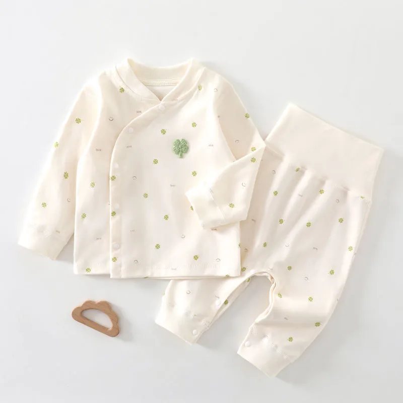 Baby Pajamas Set Spring Autumn Newborn Cotton High Waist Belly Protection Pants Crotch Can Be Opened Sleepwear Infant Clothes thumbnail 8