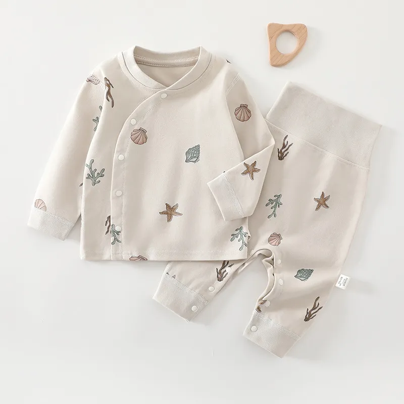 Baby Pajamas Set Spring Autumn Newborn Cotton High Waist Belly Protection Pants Crotch Can Be Opened Sleepwear Infant Clothes thumbnail 10