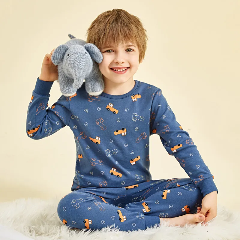 Kids' Cotton Thermal Underwear Set - Boys & Girls Autumn Clothing, Baby Base Layer Pajamas, Long Sleeve Top & Pants thumbnail 7
