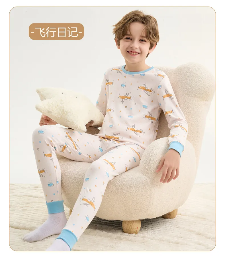 Kids' Cotton Thermal Underwear Set - Boys & Girls Autumn Clothing, Baby Base Layer Pajamas, Long Sleeve Top & Pants showcase 19