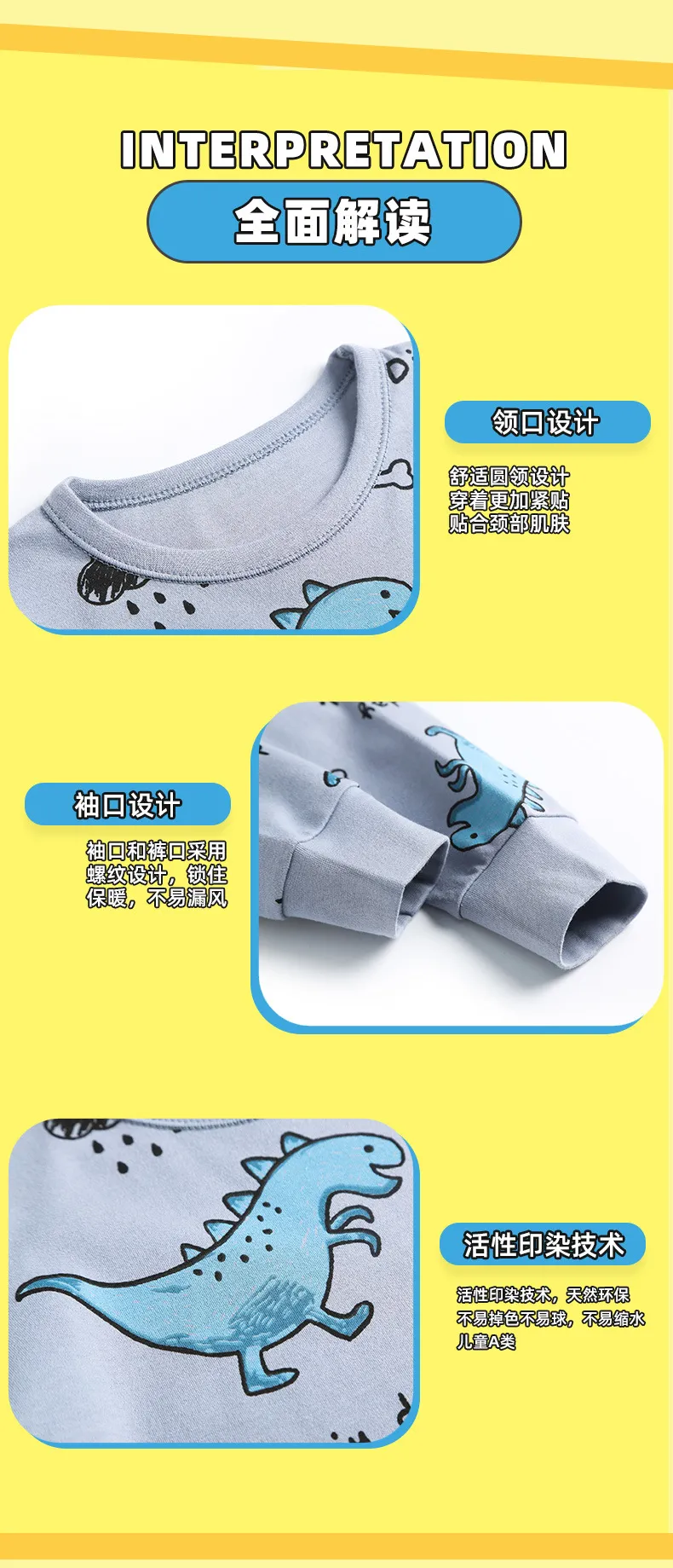 Kids' Cotton Thermal Underwear Set - Boys & Girls Autumn Clothing, Baby Base Layer Pajamas, Long Sleeve Top & Pants showcase 7