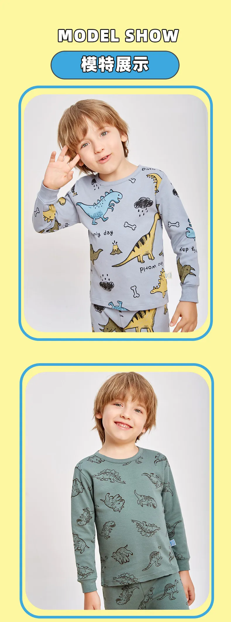 Kids' Cotton Thermal Underwear Set - Boys & Girls Autumn Clothing, Baby Base Layer Pajamas, Long Sleeve Top & Pants showcase 8
