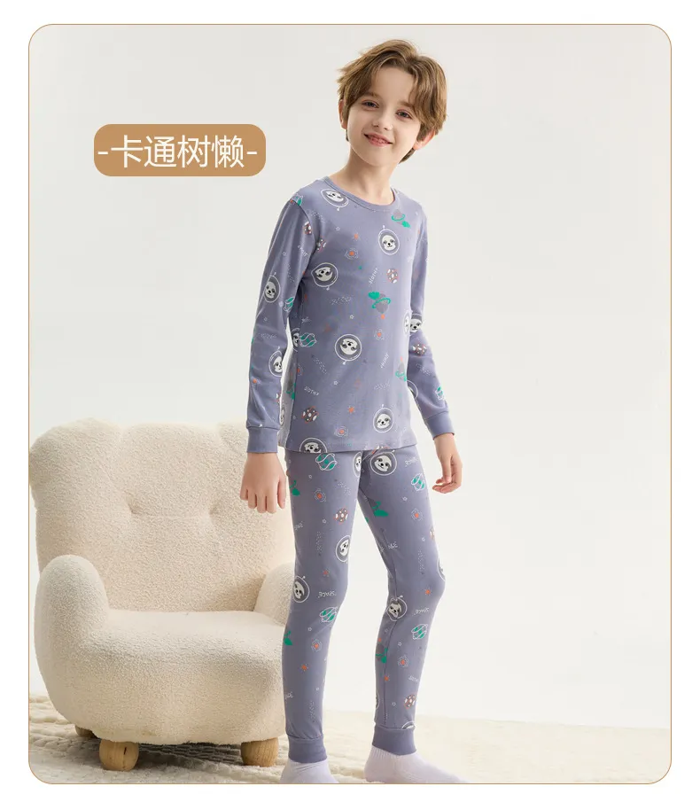 Kids' Cotton Thermal Underwear Set - Boys & Girls Autumn Clothing, Baby Base Layer Pajamas, Long Sleeve Top & Pants showcase 18