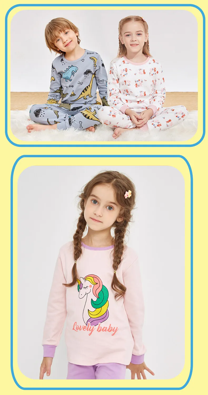 Kids' Cotton Thermal Underwear Set - Boys & Girls Autumn Clothing, Baby Base Layer Pajamas, Long Sleeve Top & Pants showcase 14