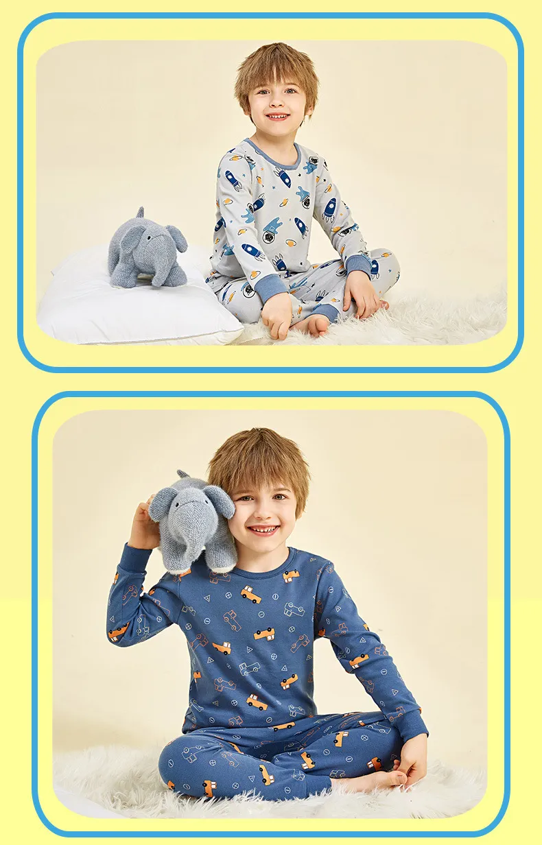 Kids' Cotton Thermal Underwear Set - Boys & Girls Autumn Clothing, Baby Base Layer Pajamas, Long Sleeve Top & Pants showcase 15