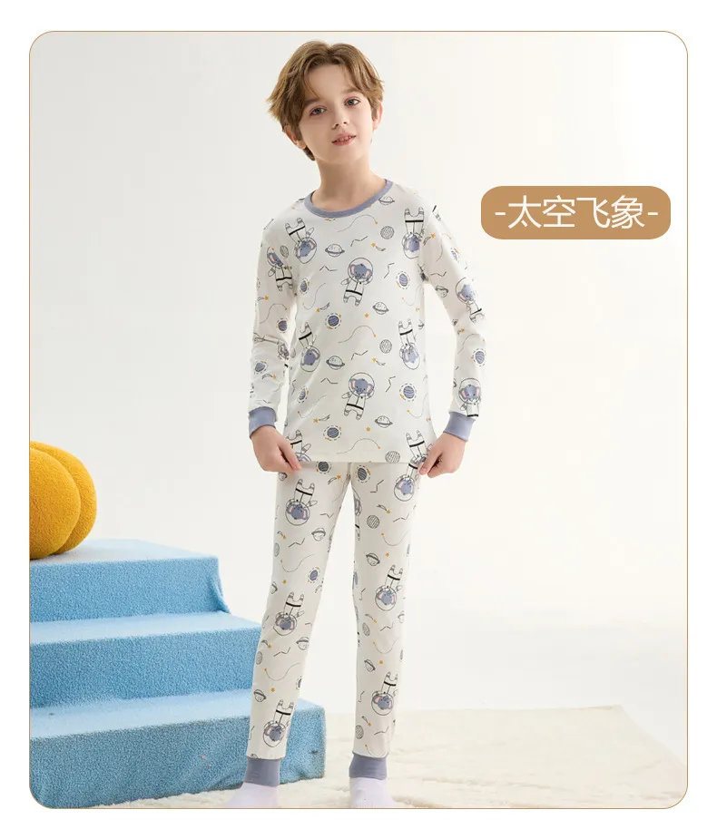Kids' Cotton Thermal Underwear Set - Boys & Girls Autumn Clothing, Baby Base Layer Pajamas, Long Sleeve Top & Pants showcase 17