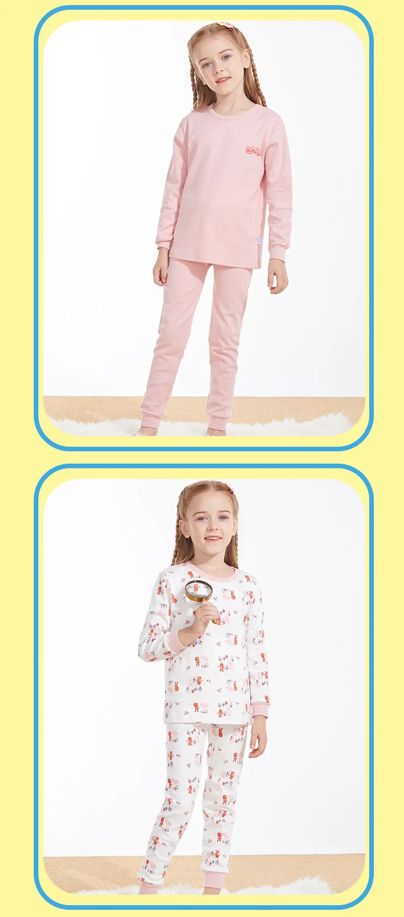 Kids' Cotton Thermal Underwear Set - Boys & Girls Autumn Clothing, Baby Base Layer Pajamas, Long Sleeve Top & Pants showcase 13