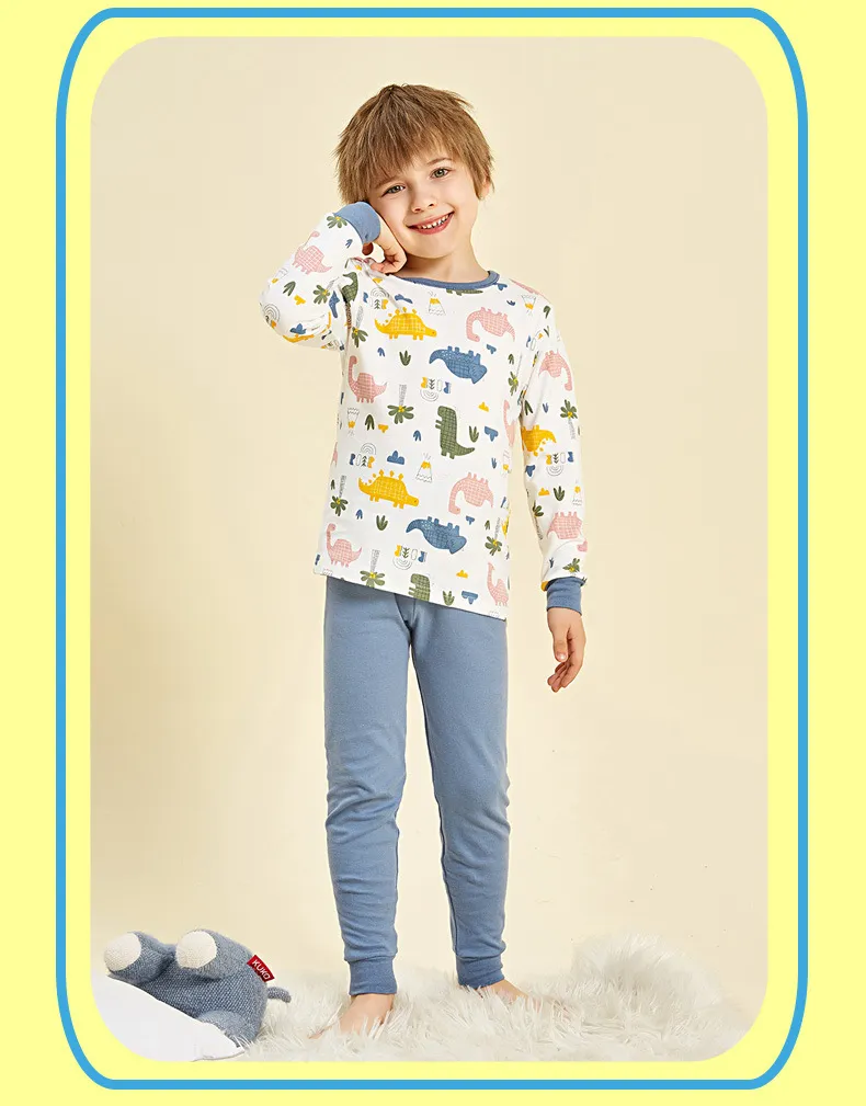 Kids' Cotton Thermal Underwear Set - Boys & Girls Autumn Clothing, Baby Base Layer Pajamas, Long Sleeve Top & Pants showcase 16