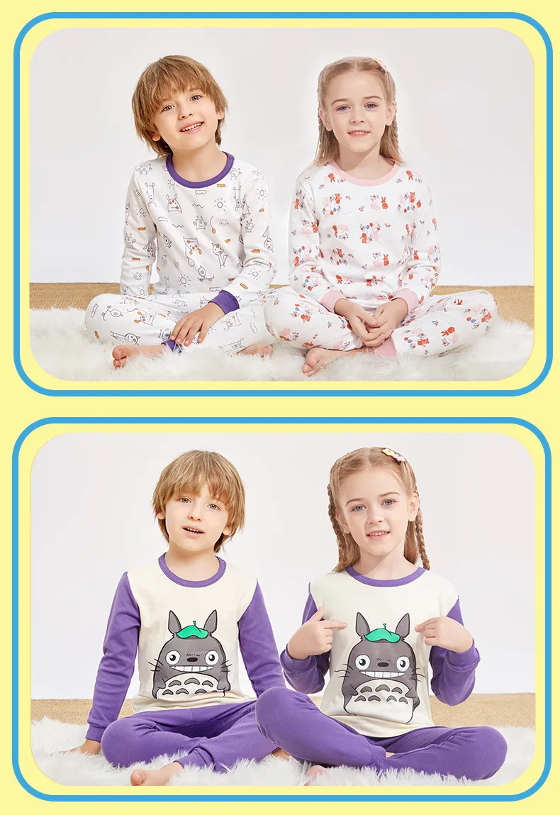 Kids' Cotton Thermal Underwear Set - Boys & Girls Autumn Clothing, Baby Base Layer Pajamas, Long Sleeve Top & Pants showcase 9