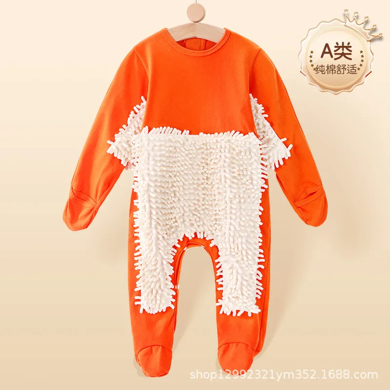 Baby Mop Jumpsuit - Infant Crawling Suit for Cleaning Floors - Anti-Dirt One-Piece Cleaning Tool - Comfortable and Practical Baby Clothes thumbnail 2