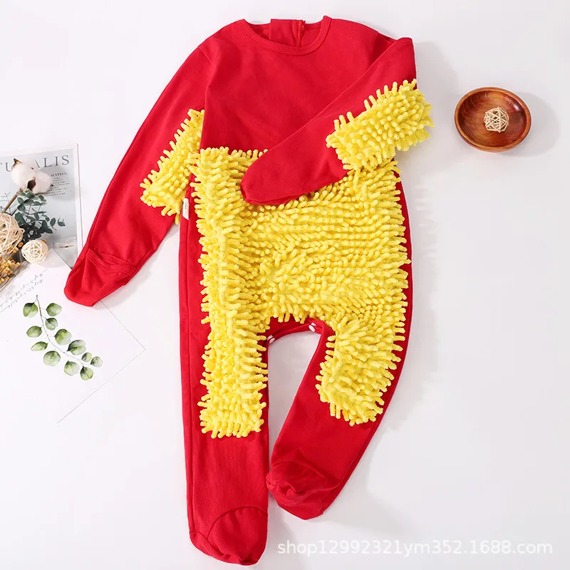 Baby Mop Jumpsuit - Infant Crawling Suit for Cleaning Floors - Anti-Dirt One-Piece Cleaning Tool - Comfortable and Practical Baby Clothes thumbnail 8