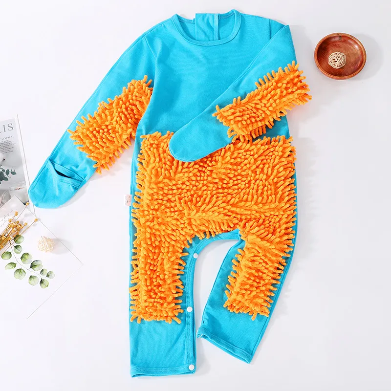 Baby Mop Jumpsuit - Infant Crawling Suit for Cleaning Floors - Anti-Dirt One-Piece Cleaning Tool - Comfortable and Practical Baby Clothes thumbnail 9