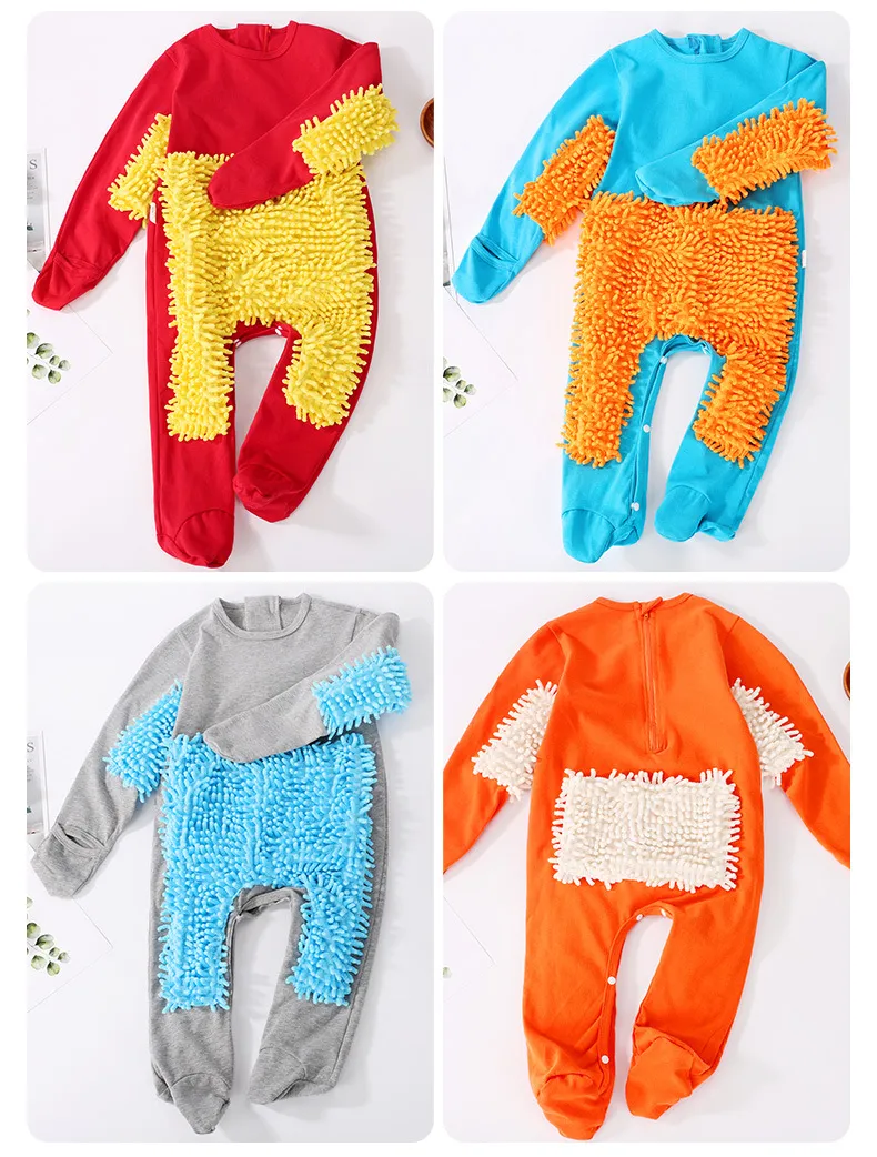 Baby Mop Jumpsuit - Infant Crawling Suit for Cleaning Floors - Anti-Dirt One-Piece Cleaning Tool - Comfortable and Practical Baby Clothes showcase 11