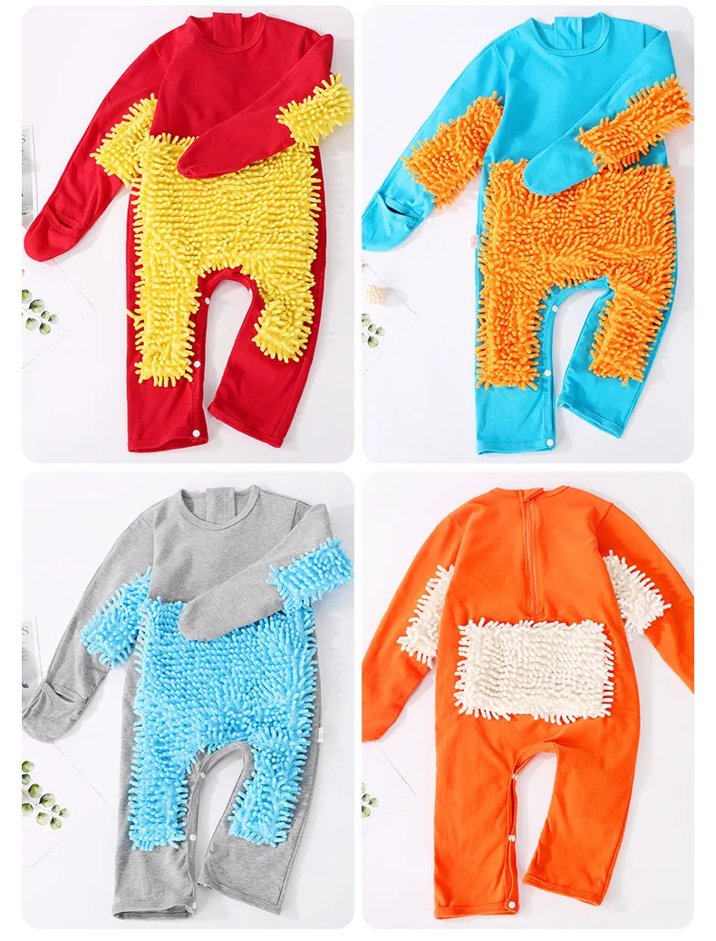 Baby Mop Jumpsuit - Infant Crawling Suit for Cleaning Floors - Anti-Dirt One-Piece Cleaning Tool - Comfortable and Practical Baby Clothes showcase 13