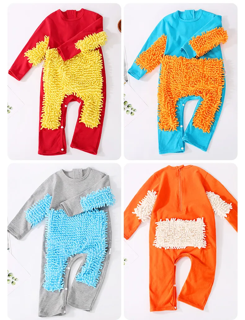 Baby Mop Jumpsuit - Infant Crawling Suit for Cleaning Floors - Anti-Dirt One-Piece Cleaning Tool - Comfortable and Practical Baby Clothes showcase 15