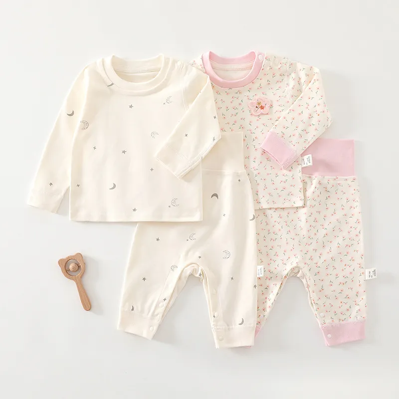 Baby Pajamas Set - High Waist, Pure Cotton, Spring/Fall, Long Pants, Warm Underwear for Boys & Girls thumbnail 4