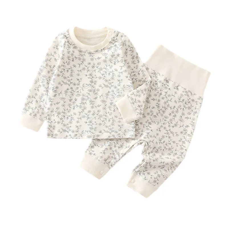 Baby Pajamas Set - High Waist, Pure Cotton, Spring/Fall, Long Pants, Warm Underwear for Boys & Girls thumbnail 5