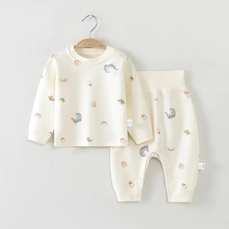 Baby Pajamas Set - High Waist, Pure Cotton, Spring/Fall, Long Pants, Warm Underwear for Boys & Girls thumbnail 6