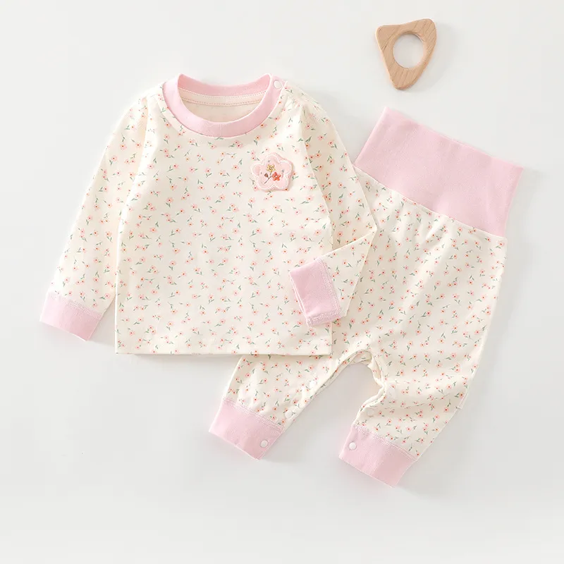 Baby Pajamas Set - High Waist, Pure Cotton, Spring/Fall, Long Pants, Warm Underwear for Boys & Girls thumbnail 9