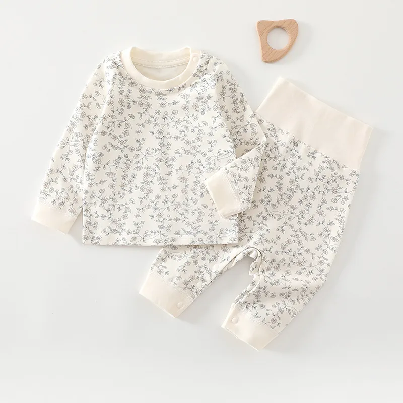 Baby Pajamas Set - High Waist, Pure Cotton, Spring/Fall, Long Pants, Warm Underwear for Boys & Girls thumbnail 1